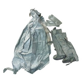 RUBBER ANTICHEMICAL SUIT RUBBER NBC - 3 PIECES - ROMANIAN ARMY MILITARY SURPLUS - OD GREEN - IN GOOD CONDITION