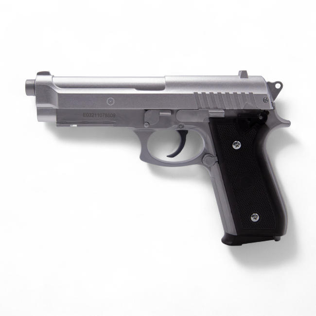 Manual Airsoft Pistol Replica , PT92 Silver Metal Slide, Cybergun