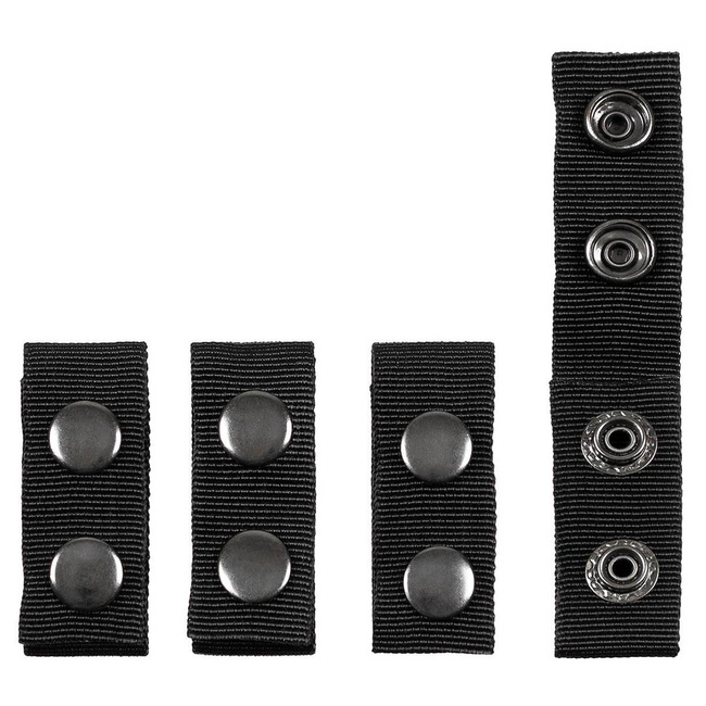 NYLON BELT HOLDER WITH 2 PRESS BUTTONS - BLACK - SET OF 4 PIECES - MFH®