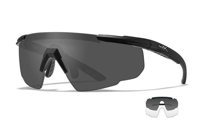 BALLISTIC SUNGLASSES - SABER ADVANCED - WILEY X - GREY/ CLEAR - BLACK FRAME