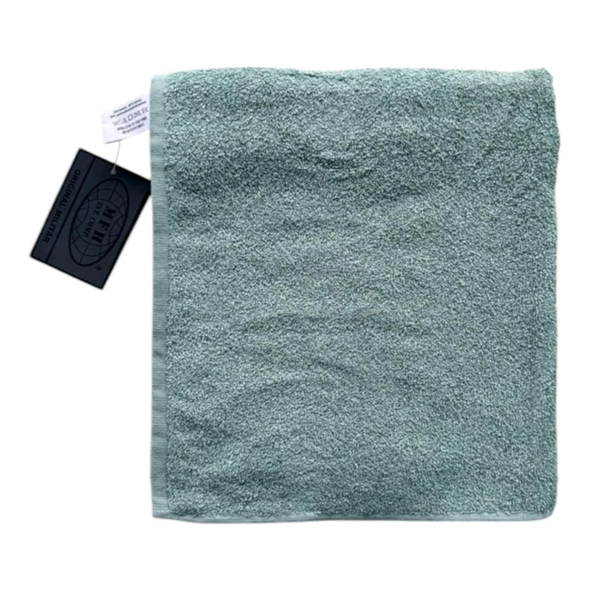 NL towel, terry cloth, used, od green and blue