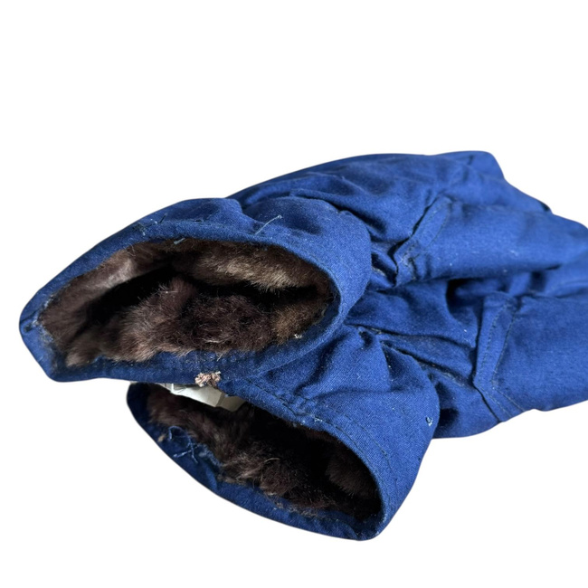 Béléses védőkesztyűk katonai tarpaulin anyagból, háromujjas – Román Katonai Surplus – Sötétkék – Jó állapotban