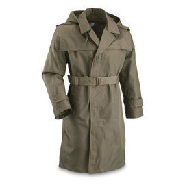 WATERPROOF TRENCH COAT - ROMANIAN ARMY MILITARY SURPLUS - LIKE NEW - OLIVE