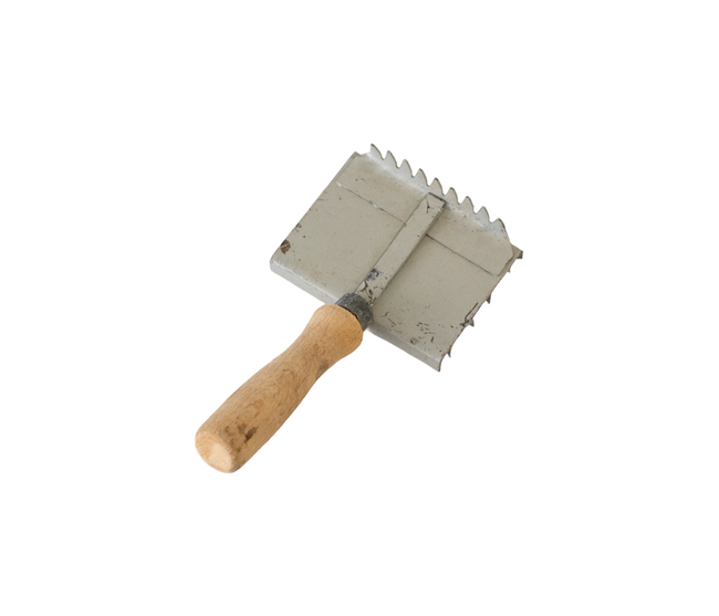 Metal horse brush wooden handle - Romanian army surplus - Like new