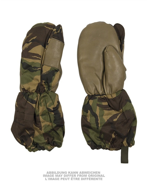 BRITISH CAMO LINED MITTENS WITH LEATHER USED