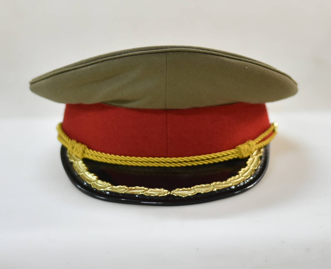 RSR MILITARY HELMET - INFANTRY OFFICER - MILITARY SURPLUS ROMANIAN ARMY - RED/ OD GREEEN - IN GOOD CONDITION