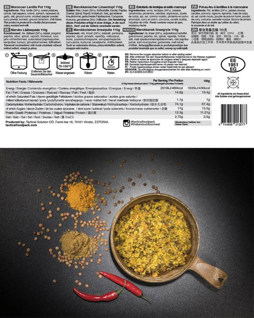 TACTICAL FOODPACK - MAROCCAN LENTILS POT - MILTEC