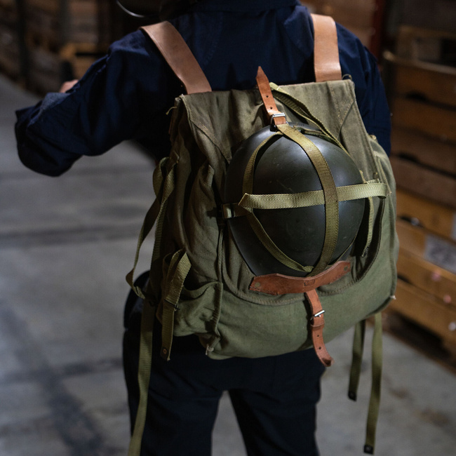 Katonai hátizsák- Hidegháborús román hadsereg (vászon) - vintage ritka - Zöld OD - Mint új