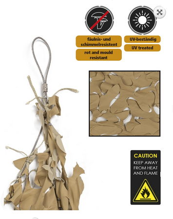 LEAF NETTING FOR SUN PROTECTION - RIP-STOP FABRIC - Mil-Tec - DESERT - 4 x 6 M