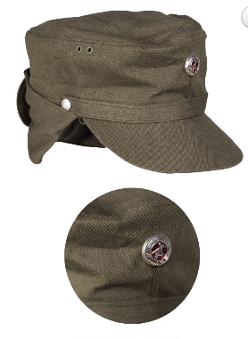 EAST GERMAN OD MOUNTAIN TROOP CAP W. COCKADE USED