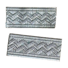 PAIR OF RANK INSIGNIA - METAL RANKS - SERGEANT, PLATOONIER - RSR PERIOD - MILITARY SURPLUS ROMANIAN ARMY - SILVER - IN GOOD CONDITION