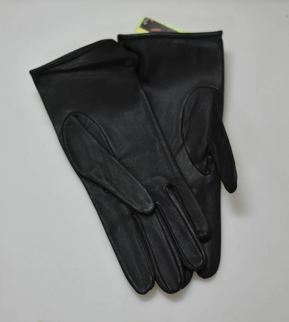 LADIES LEATHER GLOVES, WITHOUT PADDING - BLACK - MILITARY SURPLUS ROMANIAN ARMY - LIKE NEW