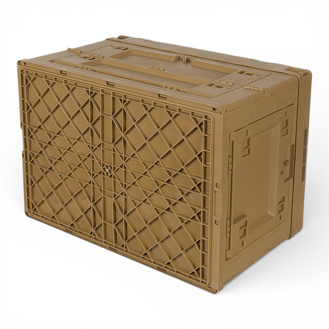 Összecsukható műanyag tárolódoboz felnyitható fedéllel - 60 l - Kaki - MFH