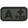 3D VELCRO PATCH - 5 x 2.5 CM - MFH® - BLACK/OD GREEN - BLOOD GROUP "A POS"
