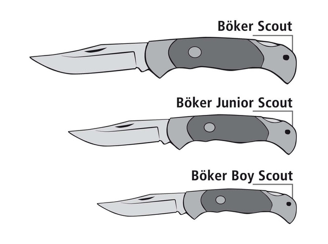 POCKET KNIFE JUNIOR SCOUT SPEARPOINT  CURLY BIRCH DAMASCUS - BOKER