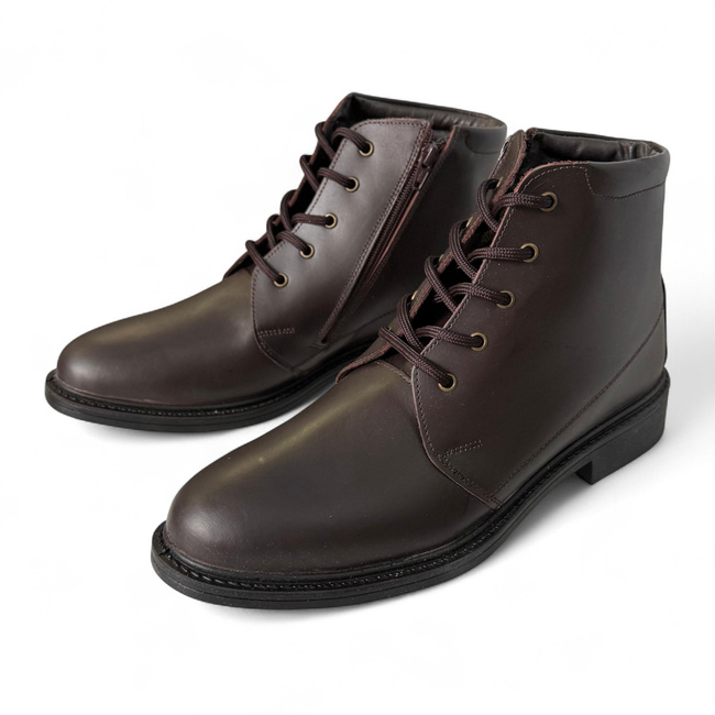 Laced Boots for Personnel, Students, and Cadets - LENOX - Brown