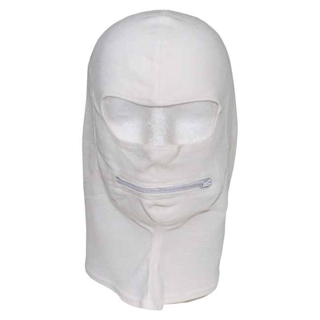 BALACLAVA WITH ZIPPER - ITALIAN ARMY MILITARY SURPLUS - WHITE - LIKE NEW