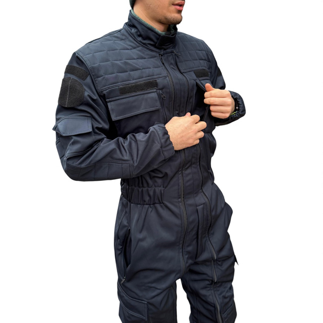 Téli Softshell Overall Csendőrök Számára - JANDARMERIA Felvarróval És Nemzeti Trikolór Jelvénnyel - Sötétkék - Lecter Tactical