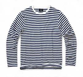 Long Sleeve Striped T-Shirt - Navy-White - Brandit