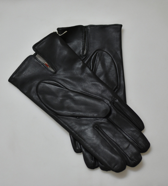 MEN'S LEATHER GLOVES - BLACK - MILITARY SURPLUS ROMANIAN ARMY - LIKE NEW