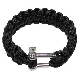 Paracord karkötő seklivel, fekete, 2.3 cm
