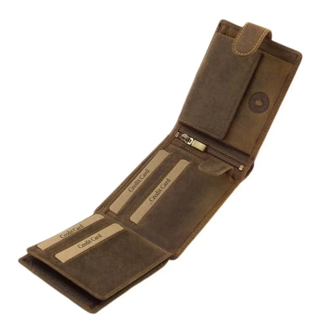 Bőrpénztárca vadászoknak mintával - Vaddisznó - Barna - GreenDeed