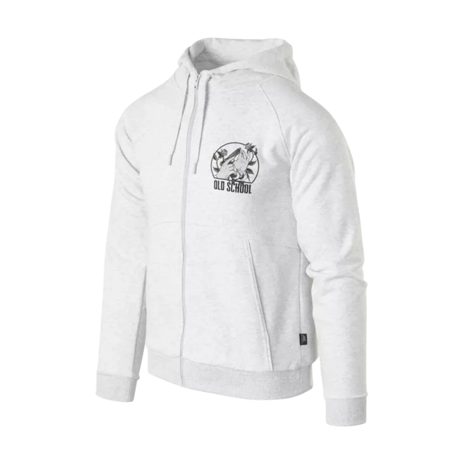 Old School Unisex kapucnis pulóver - Világosszürke melírozott - Helikon