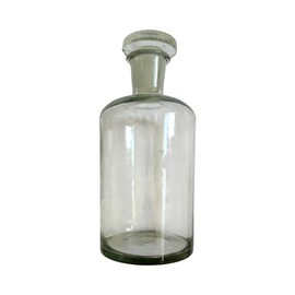 VINTAGE BOTTLE WITH GLASS STOPPER - VASE - 1980S - TRANSPARENT - ROMANIAN ARMY MILITARY SURPLUS - IN GOOD CONDITION