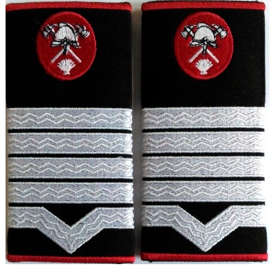 Grade maistru militar clasa I Pompieri ISU, IGSU, țesute pe suport textil din paspoal cusut, cu semn de arma brodat