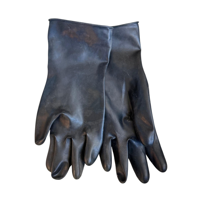 Rubber protective gloves - Romanian Army military surplus - Black - Used