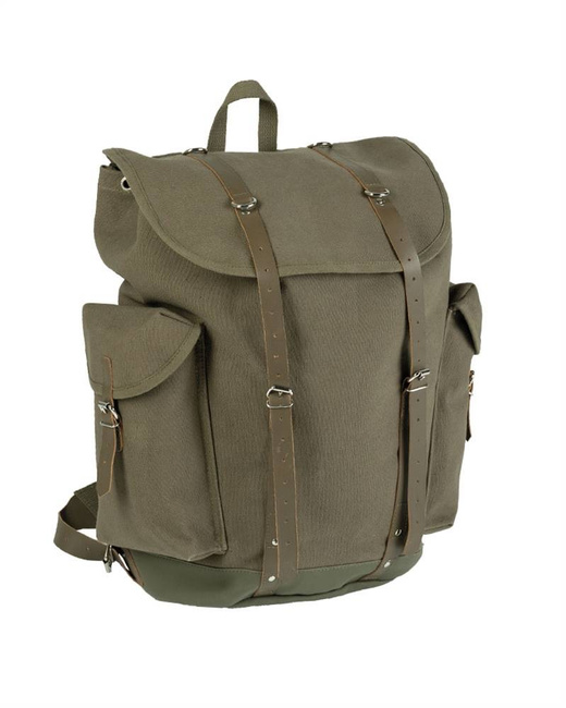 GERMAN IMP. MOUNTAIN RUCKSACK (LEATHER STRAPS) - OD - MILTEC