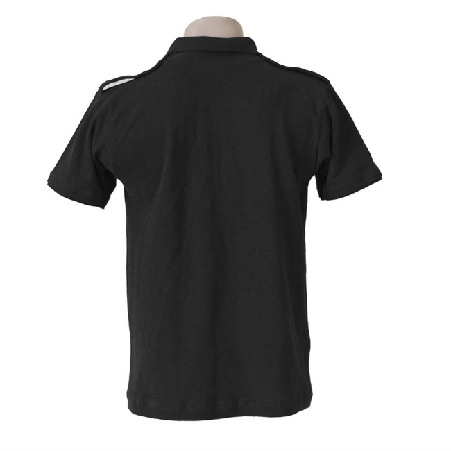 Black polo shirt with short sleeves and epaulettes for PRISONS, GENDARMERIE