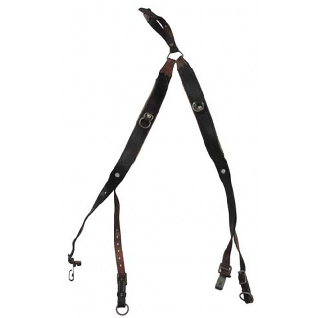 Y-STRAPS LEATHER SUSPENDER - AUSTRIAN MILITARY SURPLUS - USED