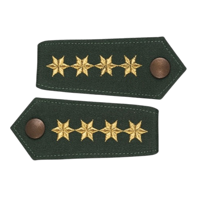 PÁR RENDŐRSÉGI VÁLLPÁNT - 4 CSILLAG - OD ZÖLD/ARANY - NYUGAT-NÉMET SZÖVETSÉGI RENDŐRSÉG - MINT ÚJ