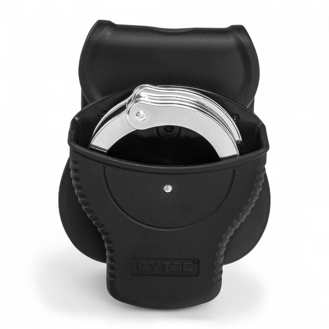 Open Polymer Handcuff Holster - with Flap - Black - Cytac