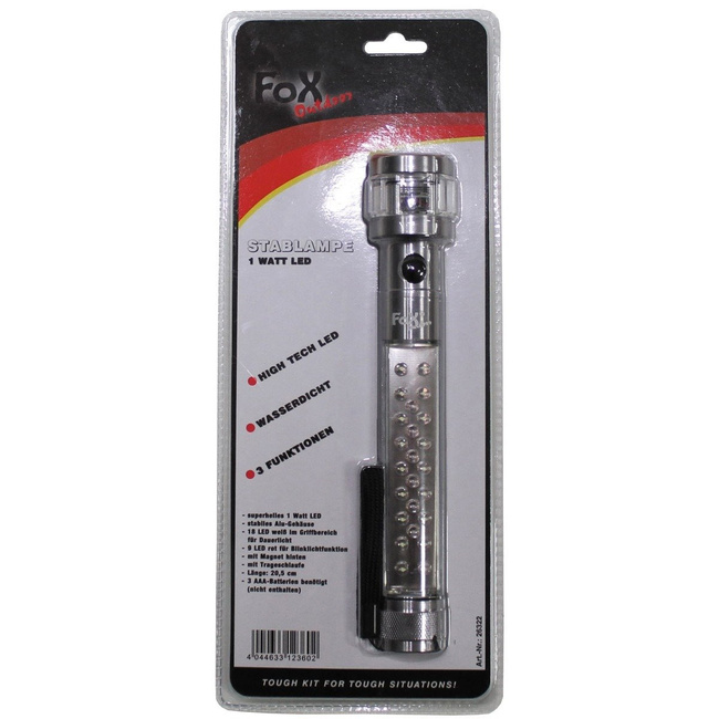 LED Flashlight, 1 watt, water-resistant, magnet, silver