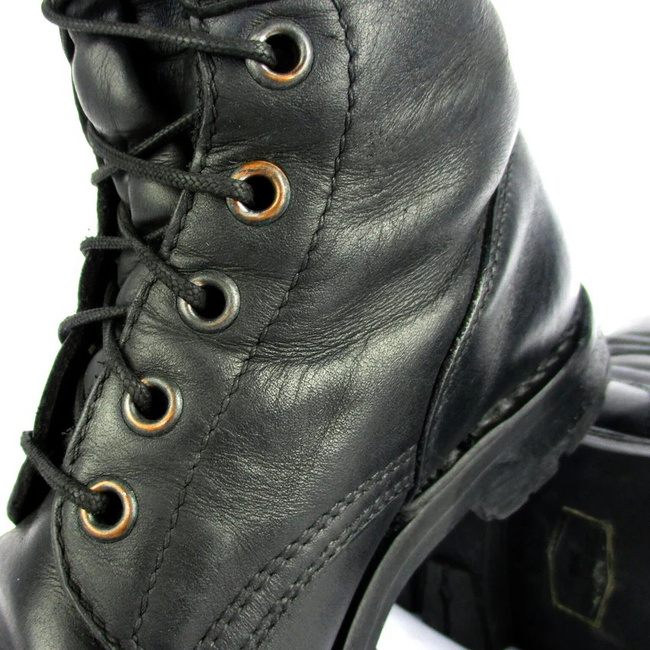 Combat Boots Without Lining - Replaced Sole - Austrian Army Military Surplus - Black - Used