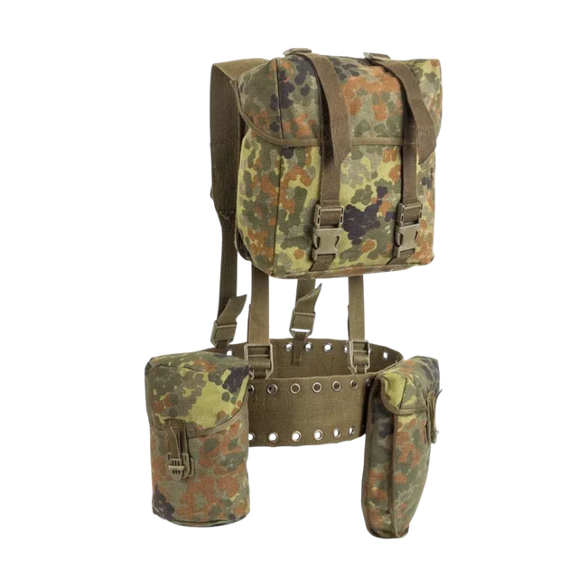 Szállító rendszer övvel és 3 zsebbel - Német hadsereg katonai felesleg - Flecktarn - Használt
