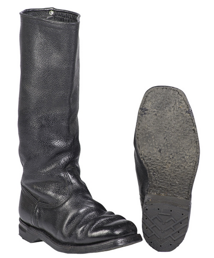 German Black Leather Police Riding Boots Used