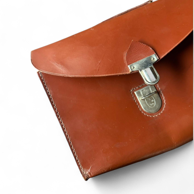 Bőr Dokumentum Táska - Román Hadsereg Katonai Surplus - Barna - Jó Állapotban