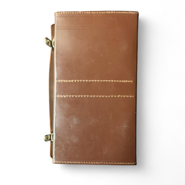 Leather Document Bag - Romanian Army Military Surplus - Brown - Good Condition