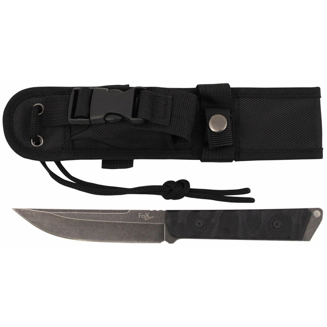Knife "Fighter", black, stonew., G10 handle