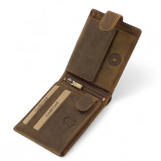 Bőrpénztárca vadászoknak mintával - Szarvas - Barna - GreenDeed