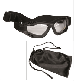 Black Commando Goggles Air Pro Clear