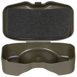 MŰANYAG DOBOZ SZEMÜVEGHEZ - BRIT HADSEREG KATONAI FELESLEG - ZÖLD OD - HASZNÁLT