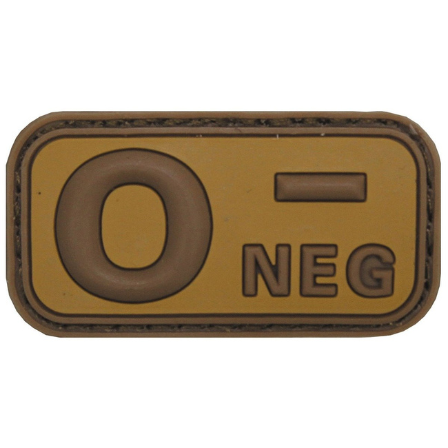 3D VELCRO PATCH - 5 x 2.5 CM - MFH® - BARNA/KHAKI - VÉRCSOPORT "0 NEG"