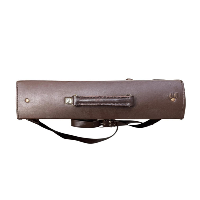 Vintage Aktatáska - Műbőr - 42 x 33 cm - Román Hadsereg Katonai Surplusz - Barna - Jó Állapotban