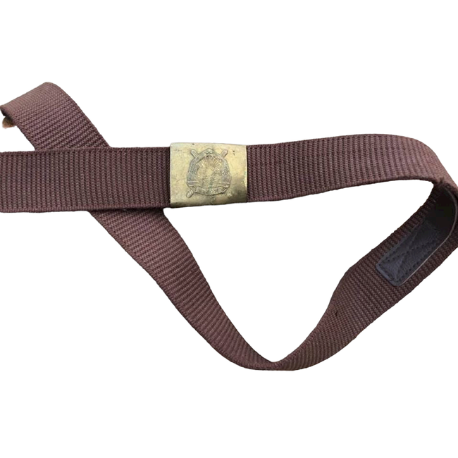 Brown Belt Romanian Army Surplus, Canvas - Gold Buckle - Used
