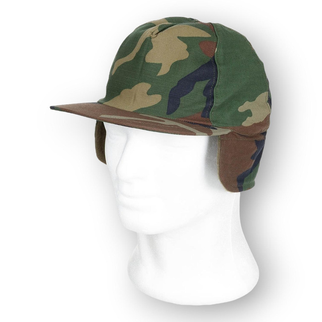 Field Cap - Winter Version - Turkish Army Military Surplus - Turkish Woodland Camouflage - Rip-Stop - Like New