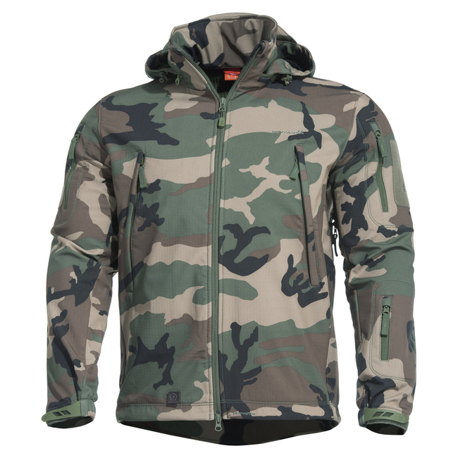 WATERPROOF RAIN JACKET - ARTAXES SOFTSHELL - PENTAGON - WOODLAND